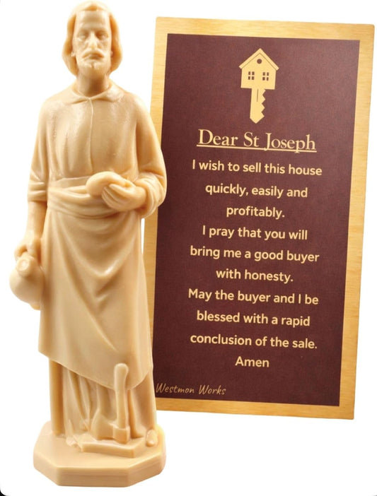 Westmon Works St. Joseph House Selling Statue - Faith-Based Figurine with Double-Sided Prayer Card | Made in the USA