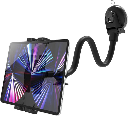 YOOZ [13 inch 4-12.9" Dashboard Windshield Car Tablet Mount Flexible Gooseneck Arm] Super Suction Tablet Holder for Car