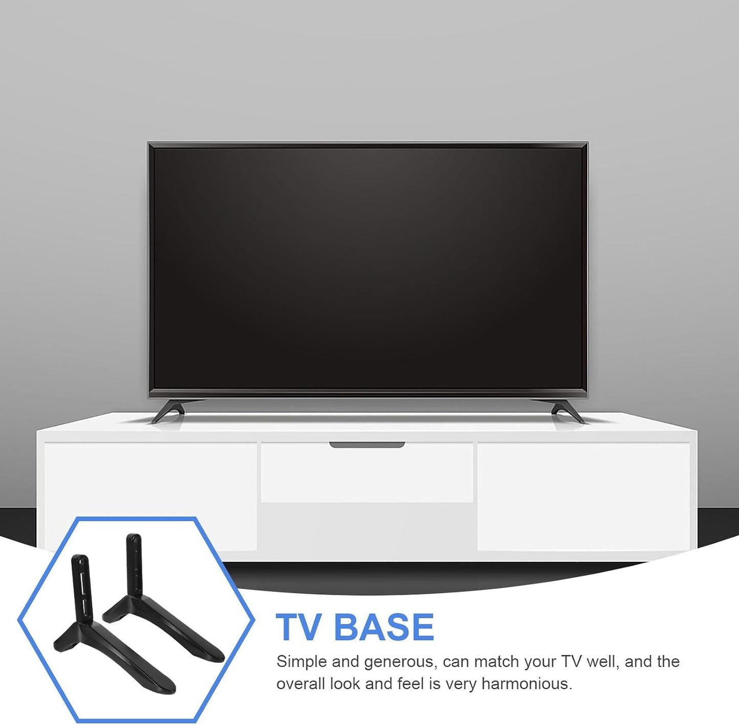 Toyvian Tv Support Base Stand with Screws, Stable Black Tabletop Tv Bracket Replacement for Flat Screen Televisions