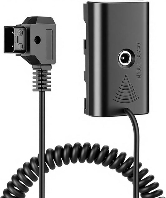 ZALUNERO NP-F970 Dummy NP-F550/770/570 D-Tap to Battery Coiled Power Cable Compatible with Sony Power Panel Light