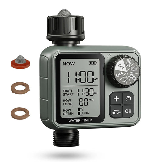 Sprinkler Timer Ourdoor,Digital Pogrammable Hose Timers with Rain Delay/Manual/Automatic Hose Timers for Watering,Smart Water Timer for Garden Hose with Large Display for Garden, Lawn, Yard