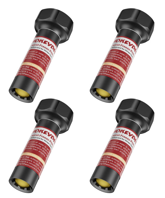 Mokeyder Outdoor Faucet Winter Freeze Protection Valve, Activates at Water Temperature Below 35.6°F/ 2°C, 3/4-Inch Thread Frost Proof Faucet Cover for for Garden, Lawn & Yard Spigot, Black, 4Pack