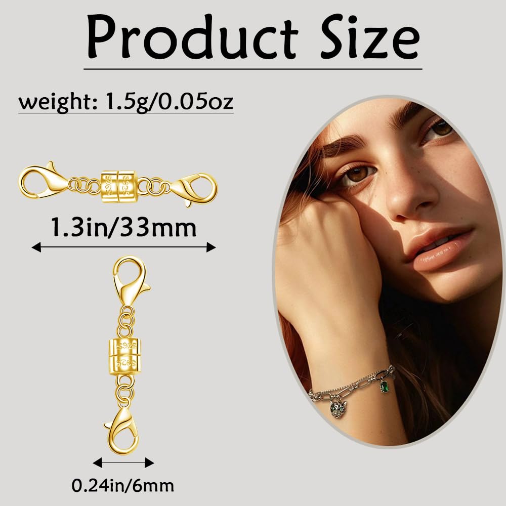 925 Silver Double Lobster Magnetic Necklace Clasps,Magnetic Jewelry Clasps for Necklaces Extender Bracelet Clasps and Closures (5silvery)