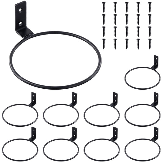 TAICHEUT 10 PCS 6 Inch Black Plant Pot Holders Rings, Wall Mount Flower Pot Brackets with Screws, Round Flowerpot Iron Rings Holders for Fence Balcony Yard