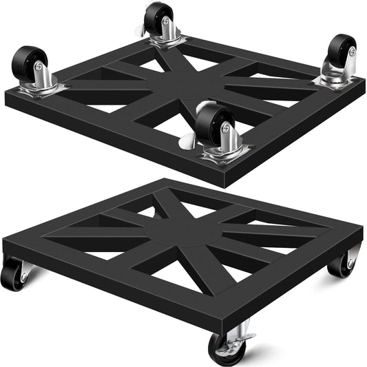 LLAXERGU Plant Caddy with Wheels, 16'' 2 Pack Metal Rolling Plant Stand Square Plant Dolly with Iron Lockable Casters Heavy Duty Pot Mover Rollers, Holds up 400 Lbs Planter