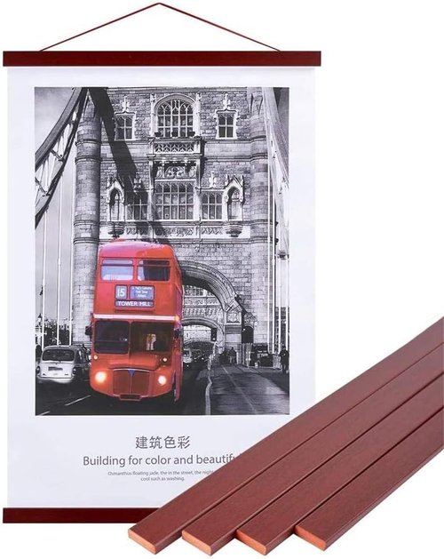 Benjia Magnetic Poster Hanger - Mahogany Wood Frame for 8x10, 8x20, 8x11 Prints | Easy Wall Display