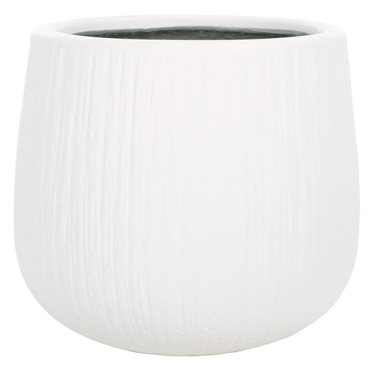 SAFAVIEH Outdoor - Francia White Concrete Ficonstone Planter Pot with Drainage Hole, Frost Resistant Garden Planter for Patio, Deck, Indoor Outdoor Use, 15.7" W x 15.7" D x 14" H (PAT1523C)