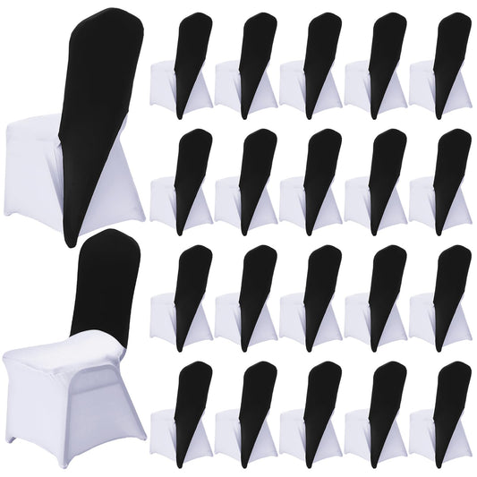 Mindsoft 20 Pcs Chair Cap Covers Spandex Chair Hood Sash Hat Bands Folding Stretch Elastic Cover for Wedding Holidays Banquet Party Celebration (Black)