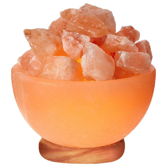 Himalayan Glow 1326 Natural Pink Salt Bowl Night Lamp with Crystal Salt Chunks