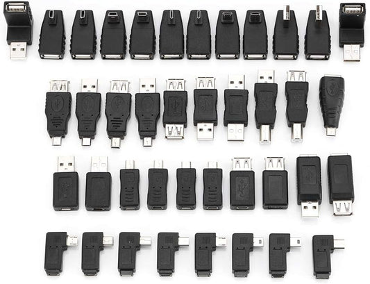 Bnineteenteam 40-Piece Set, Type-B Converters, Multiple Type USB Connectors for Home, Travel, Office, and Gaming