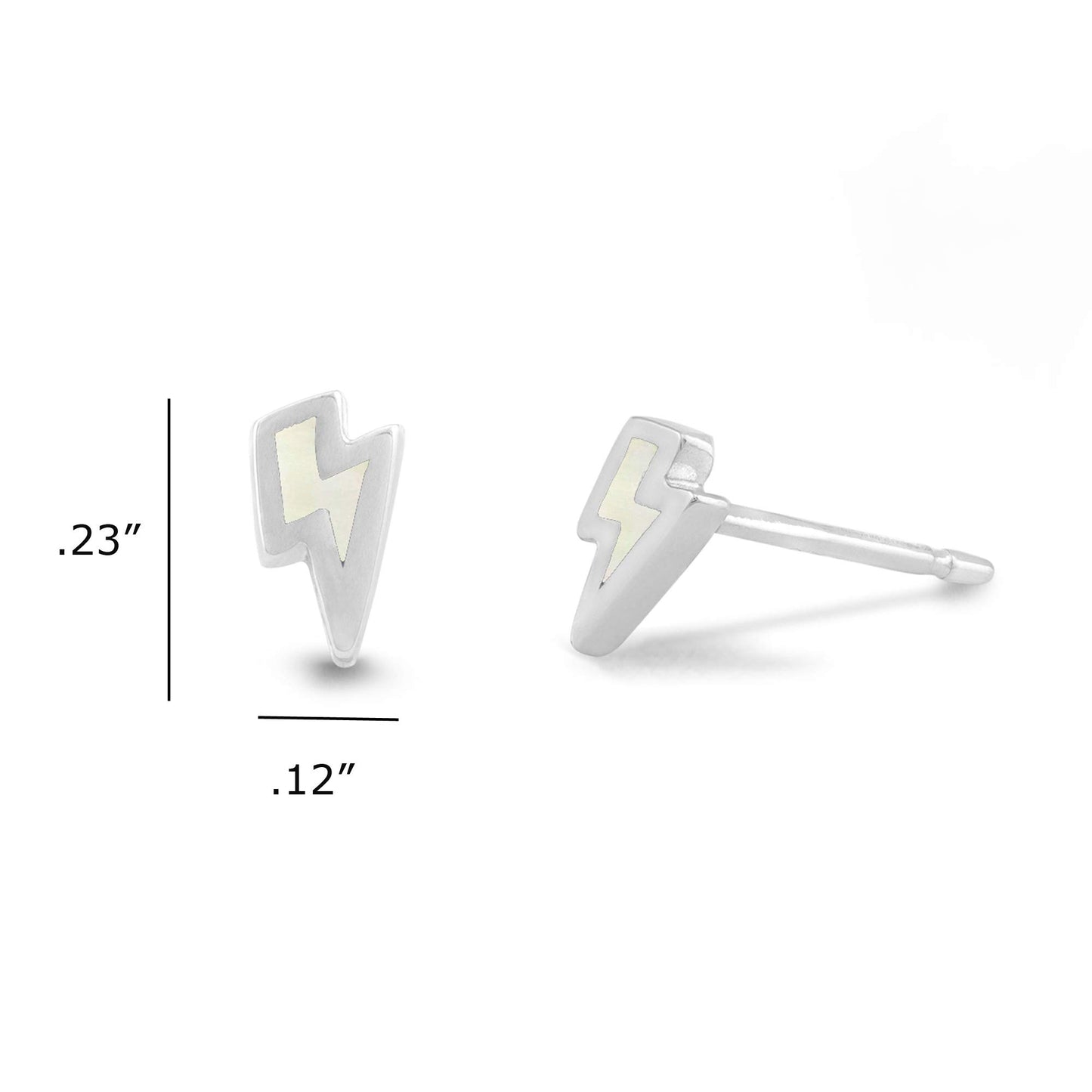 Boma Jewelry Sterling Silver Lightning Bolt Stud Earrings (Mother of Pearl)