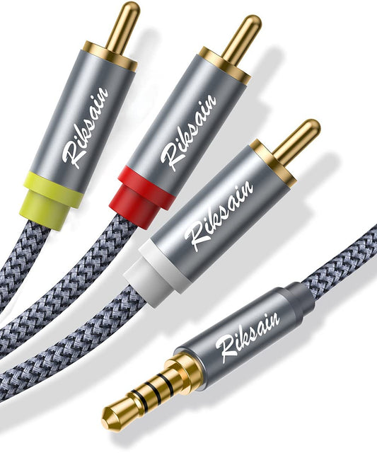 3.5mm 3.3FT/1M 3.5mm 1/8 3-Male MP3, to RCA Cable Audio Video Cables, TRRS to RCA Adapter Stereo AUX Cord AV Cable