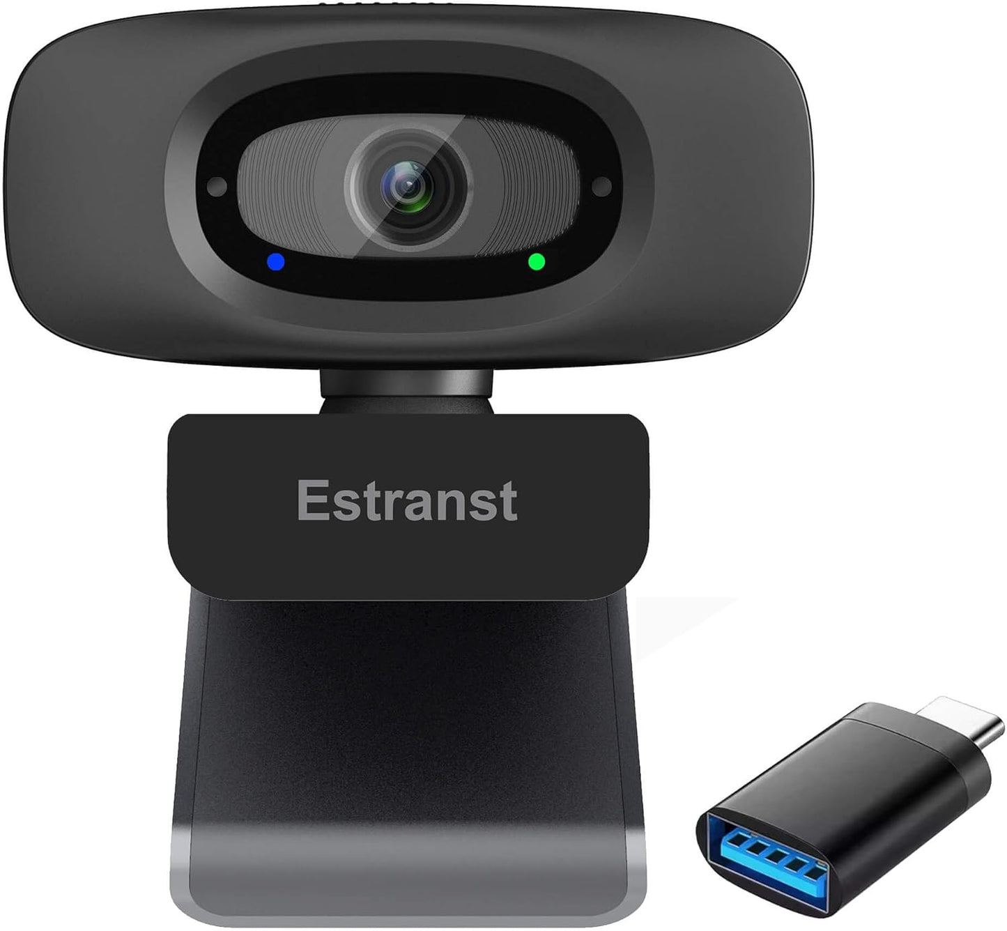 Estranst 2K 1pc Quad HD Webcam with Privacy Cover & Noise-Canceling Microphone, Video Web Streaming Camera for PC