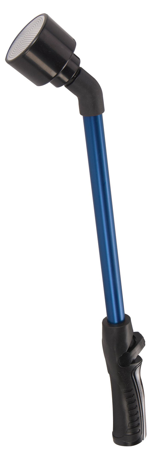 Dramm Rain Wand with One Touch Thumb Valve – Gentle Full Flow Shower Head Watering Wand for Garden Hose, Aluminum Construction – 16 Inch – Blue