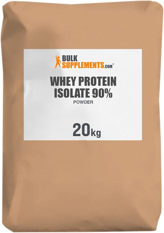BulkSupplements.com Whey Protein Isolate Powder - Whey Protein Powder, Unsweeteneed, Unflavored & Gluten Free - 30g per Serving, 20kg (44 lbs) (Pack of 1)