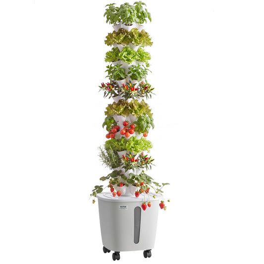 VEVOR Hydroponic Tower, 50 Pods 10 Tiers Hydroponics Growing System Kit with App Control & Casters, Vertical Home Garden with 20L Water Tank & Pump, Planter for Indoor Herbs, Fruits and Vegetables