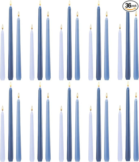 MTLEE Taper Candles 8/10/12 Multi Height Unscented Taper Candles 8 Burn Hours for Dinner Decorative Home Decoration Wedding Party Candlesticks (Gradient Blue,36)