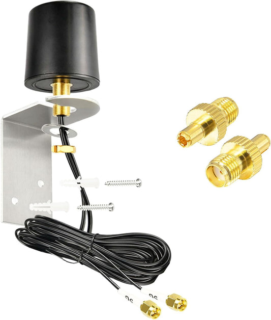Boobrie 2x2 5G 4G 600-6000MHz 2x16.4ft TS9 MIMO LTE Omnidirectional Antenna Outdoor WiFi Antenna with Low Loss SMA Male