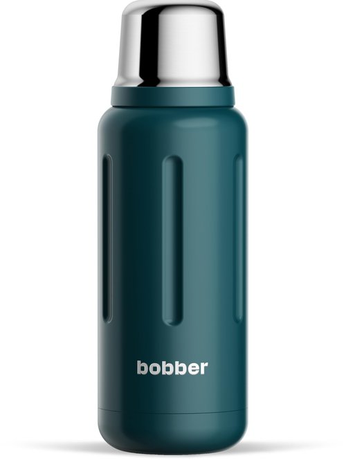 BOBBER 34 oz Stainless Steel Travel Thermo Bottle for Hot and Cold Drinks – Dishwasher Safe Metal Water Bottle with Cup Lid – Keeps Hot for 48 Hours – BPA-Free, Vacuum Insulated (Deep Teal)