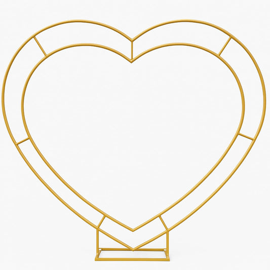 Heart Shaped Balloon Arch Stand for Proposal, 6.7FT Large Metal Heart Arch Frame for Wedding Backdrop, Love Flower Arch Decor for Engagement Party Display (Gold)