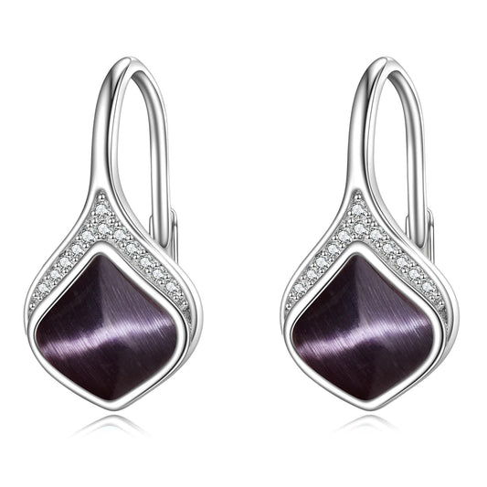 Black Earrings Sterling Silver Black Opal Teardrop Drop Earrings Boho Dangle Earrings Jewelry Christmas Gifts for Women
