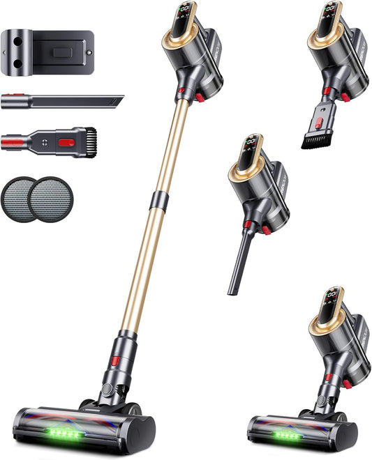 RENDOW Cordless Vacuum Cleaner - Powerful 550W, 65-Minute Runtime, LED Display | Ideal for Pet Hair & Hard Floors