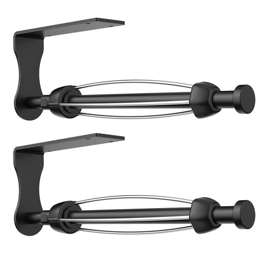 SetSail Paper Towel Holder Under Cabinet Easy Tear Wall Mount Self-Adhesive or Drilled for Kitchen Bathroom Black 2 Packs