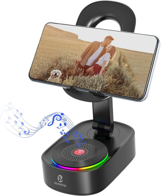 ZOWEETEK Sound,8H 5.3,Anti-Slip Cell Phone Stand with Wireless Bluetooth Speaker,Loud + Playtime,Bluetooth Base,Phone