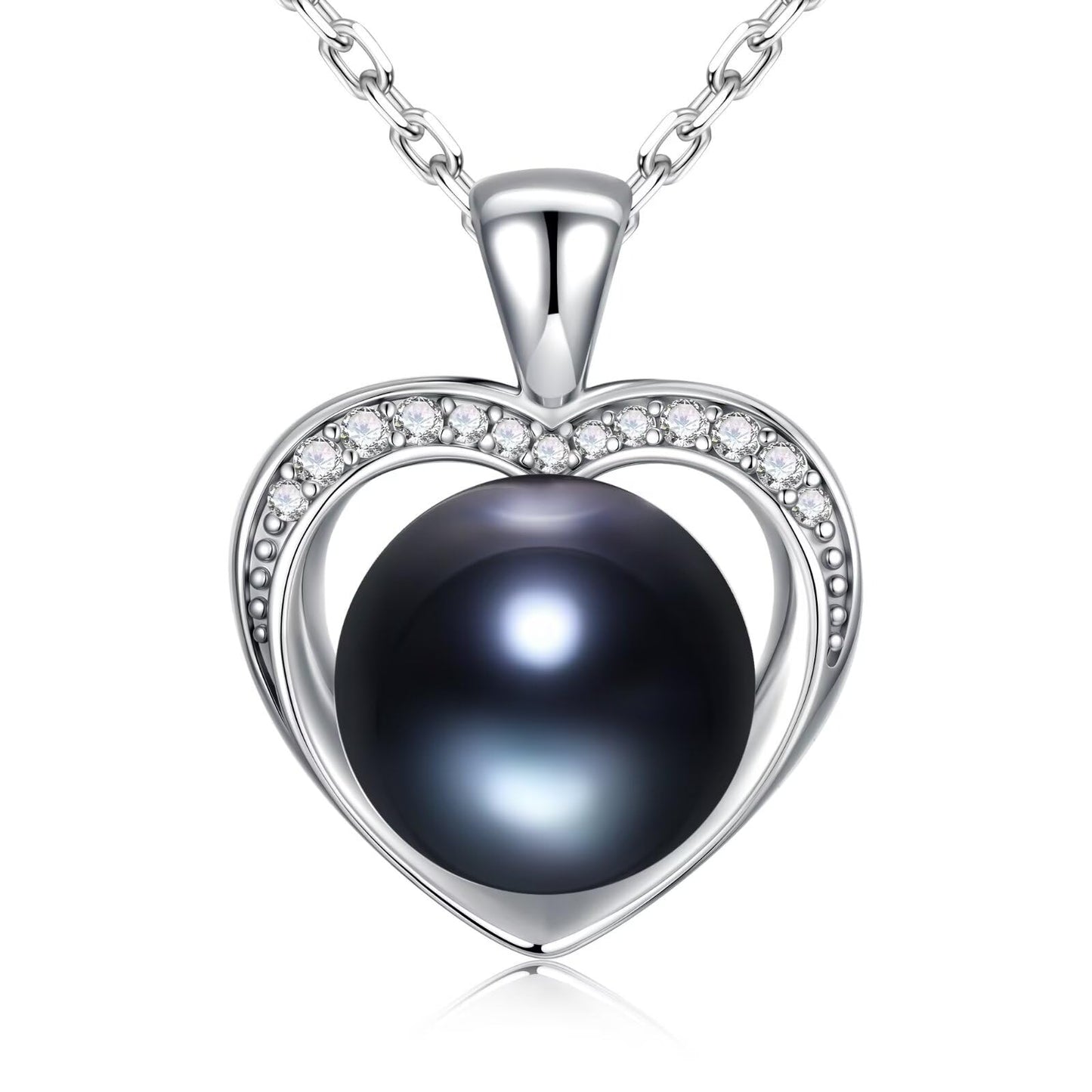 Iefil Black Pearl Necklace for Women, Pearl Jewelry | Birthday Gifts for Women, Wife Birthday Gift Ideas