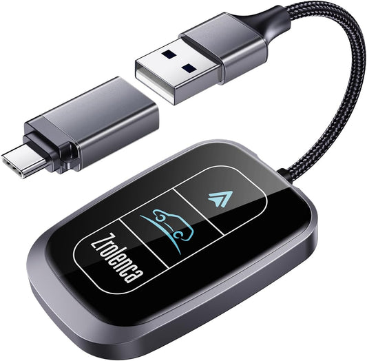 Zrolenca 11+ 2017, Wireless Android Auto Adapter for Factory Wired Android Auto Car, Converts Wired to Wireless
