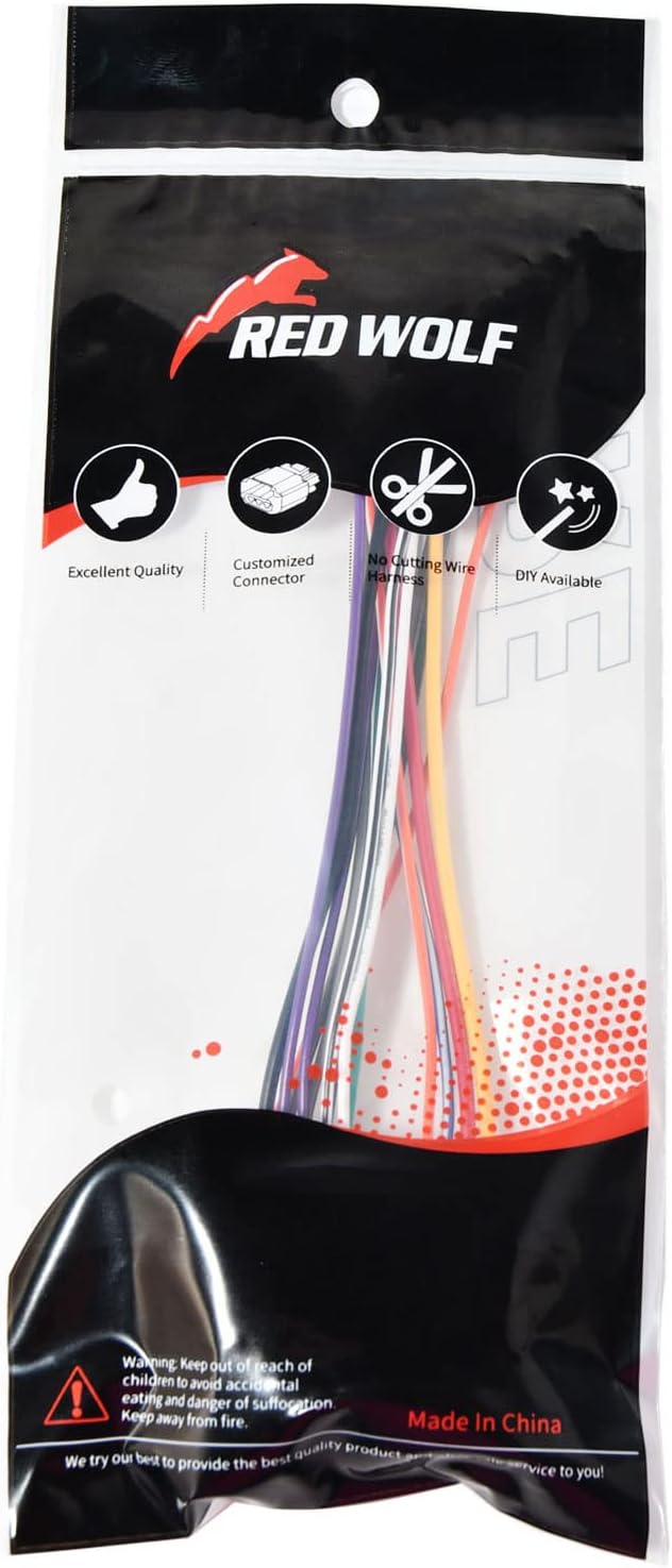 2013-Up RED WOLF Car Radio Wiring Harness Fit for Jeep Dodge Ram Chrysler Vehicles Install Aftermarket Stereo NAV