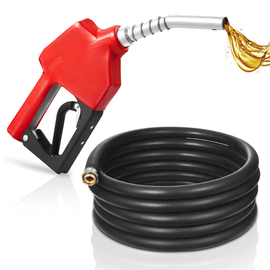 VEVOR 3/4" NPT Automatic Fuel Nozzle with 20Ft hose, Max Rate 11.8 GPM, Auto Shut Off Diesel Gas Pump Nozzle with 3-Speed Trigger Lock & 13/16" (OD=20 mm) Spout for Gasoline, Diesel, Kerosene, Red