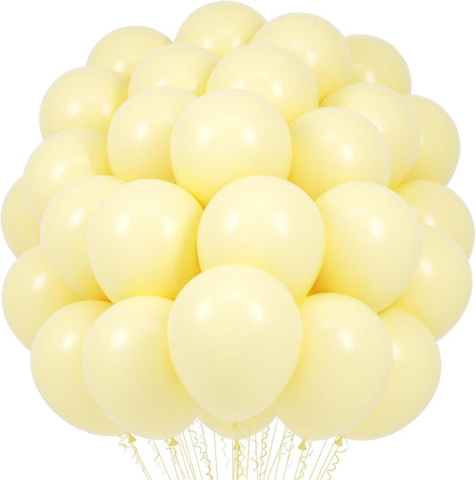 Voircoloria Pastel Yellow Balloons - 66 Pack of 12-Inch Light Yellow Latex for Parties & Celebrations