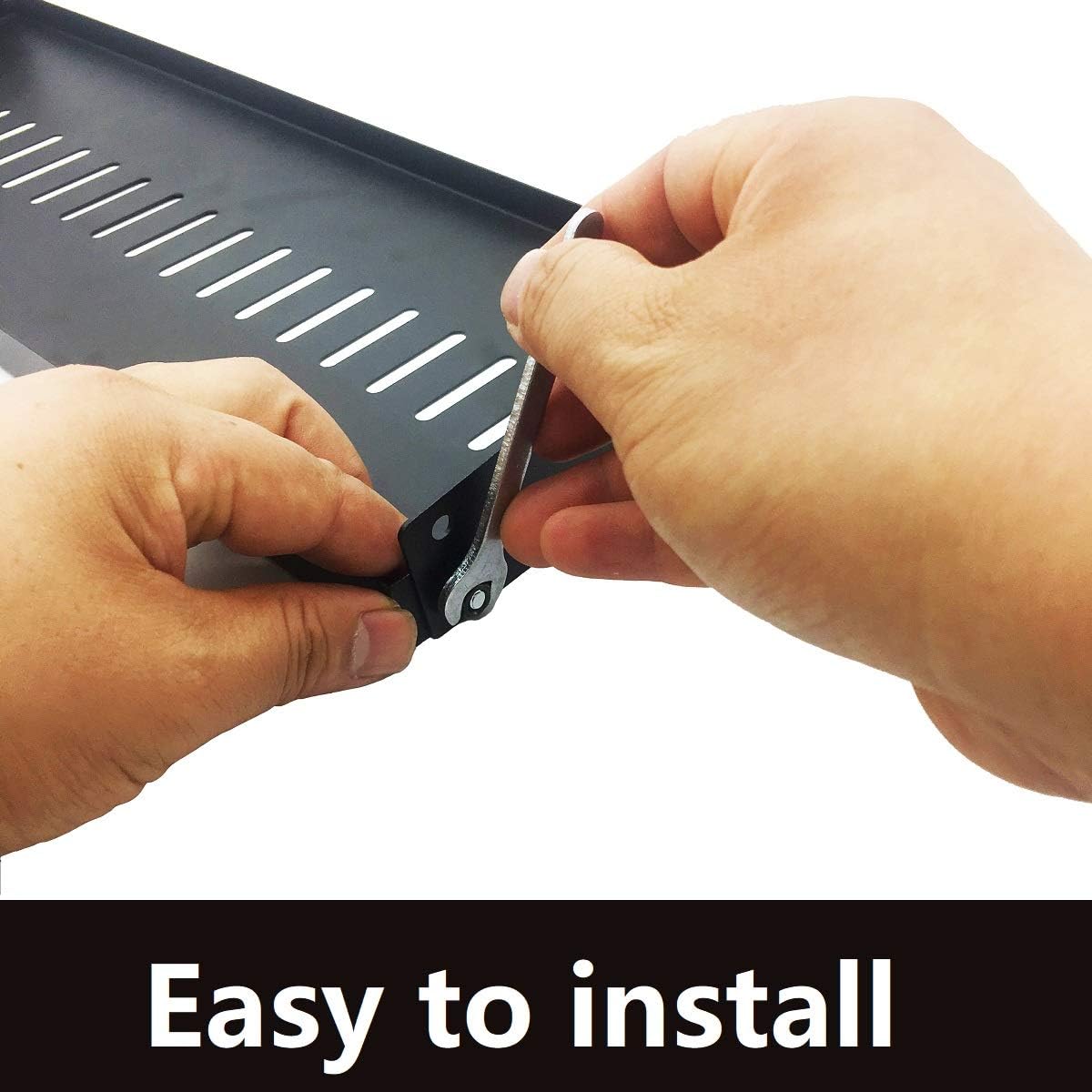 JINGCHENGMEI 1U 19 Inches (8 Inches Disassembled Vented Rack Shelf Universal Rack Tray No Lip for Network Cabinet