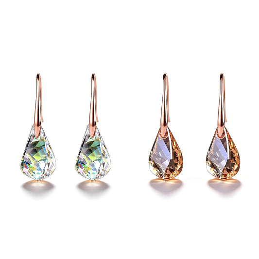2Pcs Quartz Stone Earrings for Women Crystal Sparkling Dangle Earring Trendy Jewelry Birthday Gifts for Women