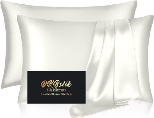 Mulberry Silk Pillowcase Set by Skiennix - Anti-Acne & Hair Care | King Size, Ivory, 2 Pack