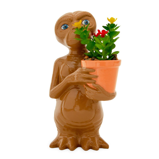 Silver Buffalo E.T. The Extra-Terrestrial 7-Inch Ceramic Planter with Artificial Succulent | | Cute Flower Pot, Faux Indoor Plants