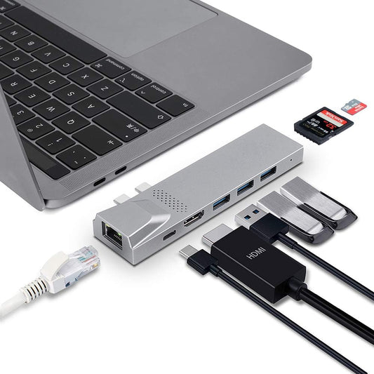 YUANSHAN 8-in-1 4K 3 3.0 100W 3, USB C Hub for MacBook, Docking Station Adapter with HDMI, Gigabit Ethernet, USB Ports