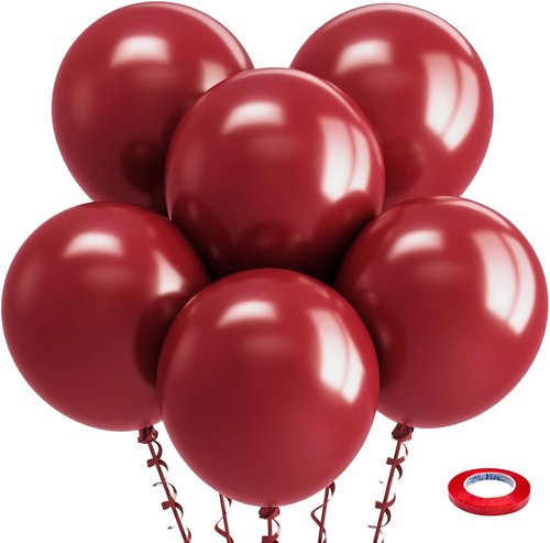 Bezente Burgundy Balloons - 18 Inch Thick Dark Ruby Latex Balloons | 30 Pack for Thanksgiving & Party Decor