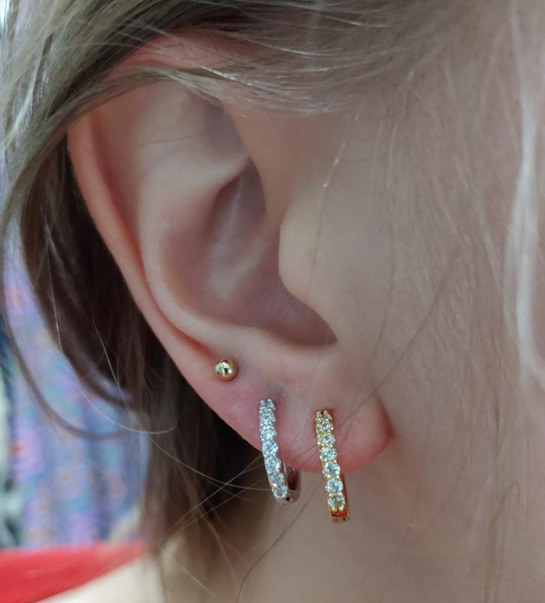 Sterling Silver Small Hoop Earrings Sterling Silver Stud Earrings for Women 6 Pairs Hypoallergenic Cartilage Hoops Tiny Cubic Zirconia Stud Set