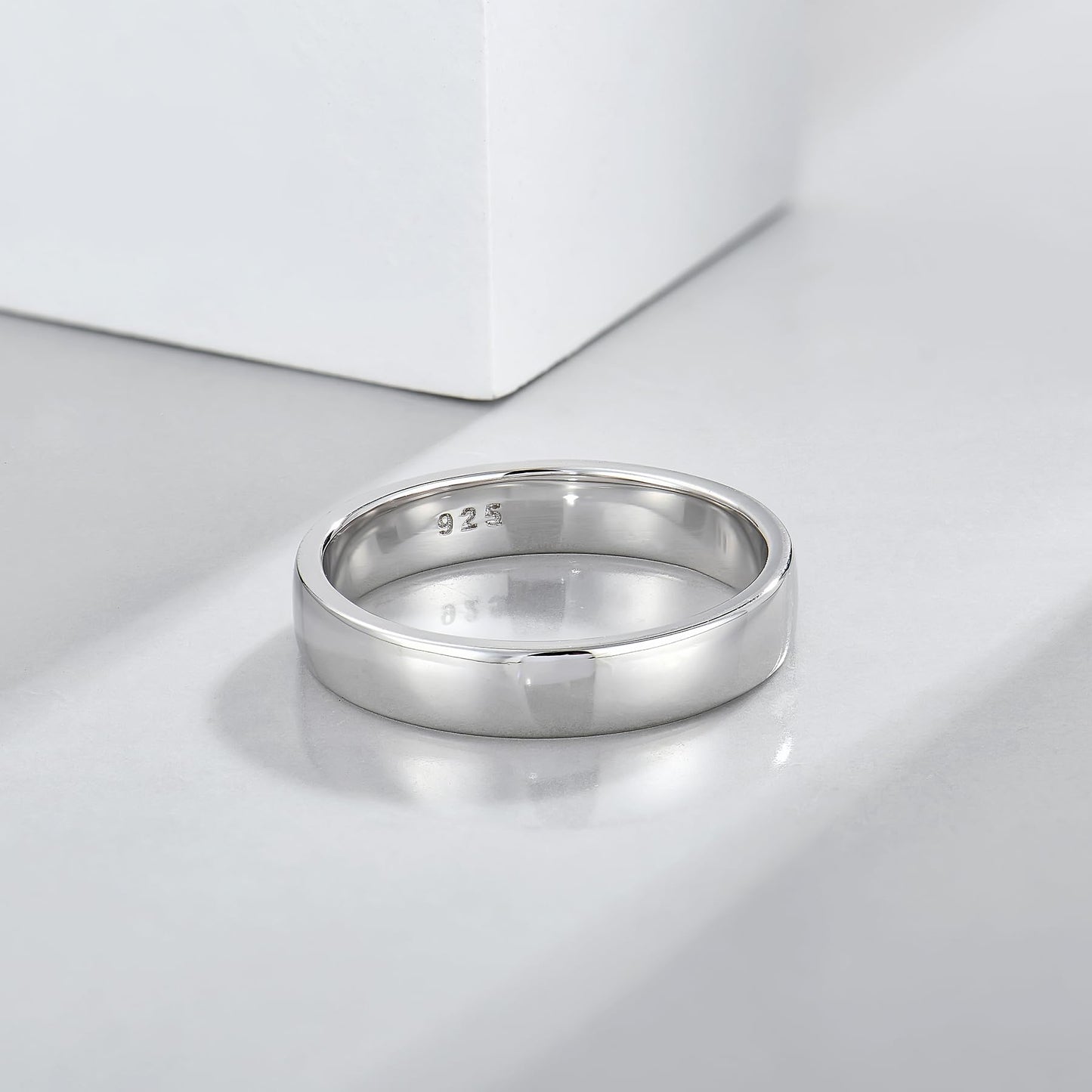 STARCHENIE Solid 925 Sterling Silver 5mm Wedding Band Ring, Comfort Fit High Polish, for Men and Women (Size 12)