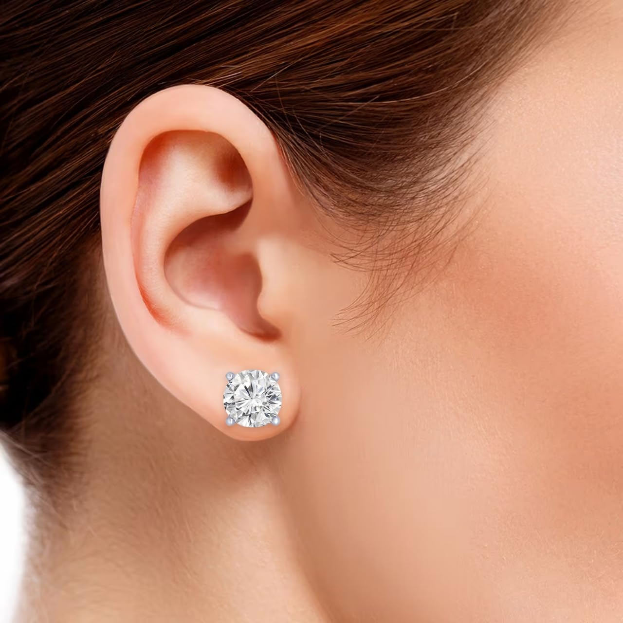 1 Carat 18K White Gold IGI Certified LAB GROWN Round Cut Diamond Stud Earrings for Women 4 Prong Screw Back for her MADE IN USA (E-F Color, VS1-VS2 Clarity)