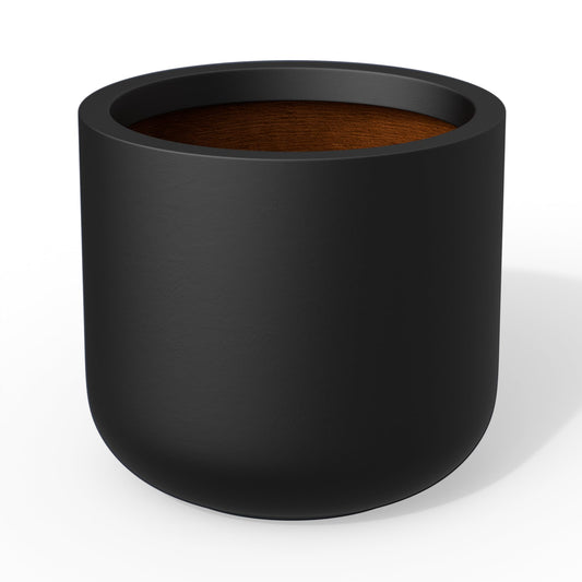 Kante Round Concrete Planter, 17.3 Inch Dia Classic-Style Large Pot with Drainage, Black Finish with Painted Interior, for Indoor & Outdoor Plants, Home, Patio and Garden