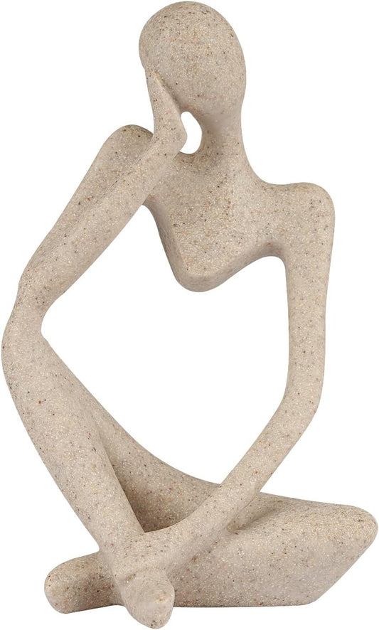 Skiennix Sandstone Resin Thinker Style Abstract Sculpture - Small Collectible Figurine for Home & Office Decor