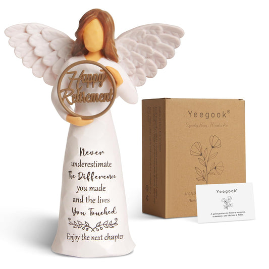 Yeegook Retirement Gift for Woman, Happy Retirement Gifts for Women Men Teacher Nurse Friend Coworker, Goodbye Farewell Retired Gifts, 6" Retirement Angel Figurine