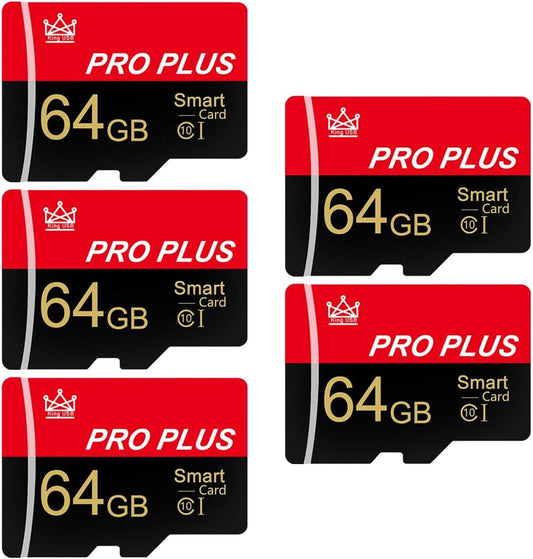 Bliksem 5 Pack 64GB C10 A1 (64GB-5 Pack) TF Card with Adapter, High Speed Memory Card, UHS-I Memory TF Card