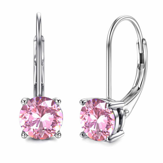 Blahanna Moissanite Earrings,1.0ct-2.0ct D Color Brilliant Round Cut Earrings S925 Sterling Silver Dangle Earrings Moissanite Leverback Drop Earring