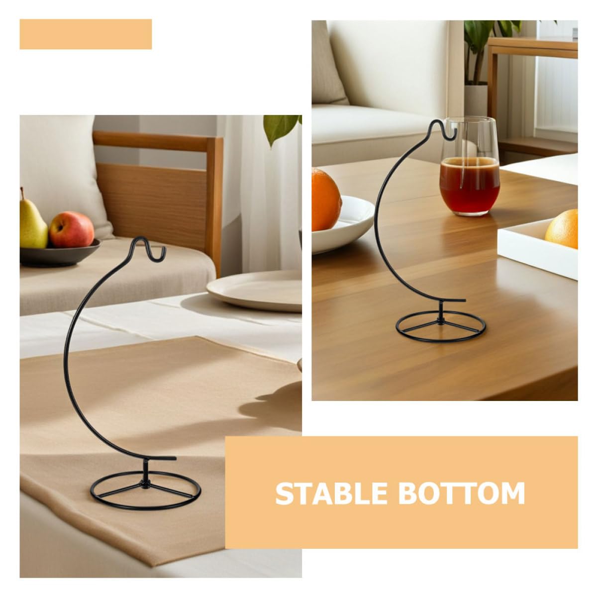 NUOBESTY 2pcs Moon-shaped Hanging Ornament Display Stand Iron Hook Rack for Air Plants Tillandsia Planter Holder Home Decoration Indoor Use