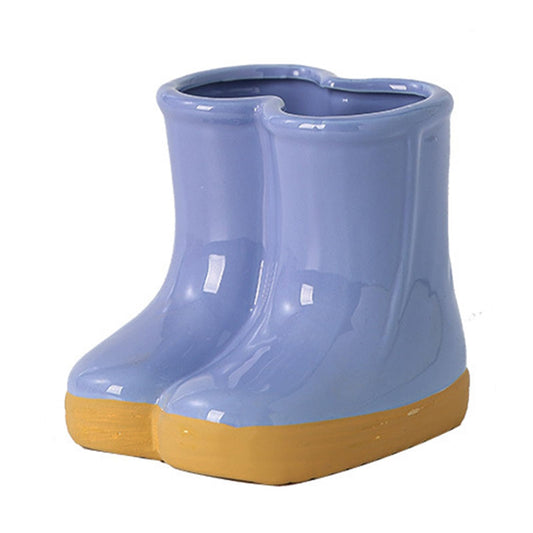 SUZEPER Ceramic Boots Vase, Creative Boots Succulent Planter,Funny Plant Pot for Indoor Outdoor Garden Home Decor(10x13x12cm(4x5x5inch), Purple)