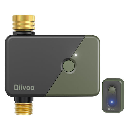 Diivoo Brass WiFi Water Timer, Smart Hose Sprinkler Timer Compatible with Alexa/Google Assistant, 6 Irrigation Plans, Rain Delay & Mist Mode for Garden Lawns (2.4GHz Only)